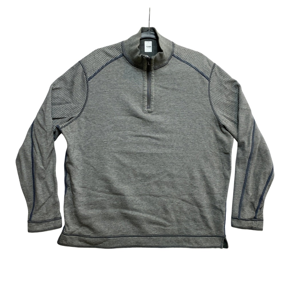 Tommy Bahama Pullover Mens XL Gray Quarter Zip Contrast Stitching Reversible